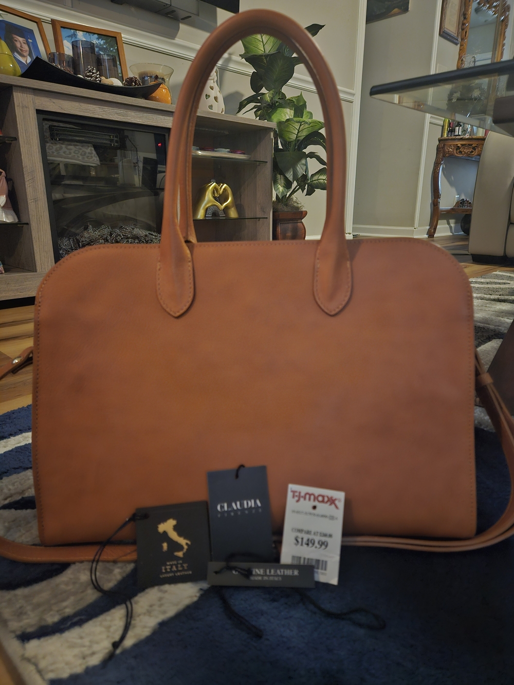 Claudia Firenze Tan Leather Satchel Bag